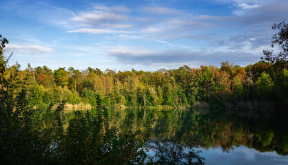 beautiful sunny autumn day at the lake