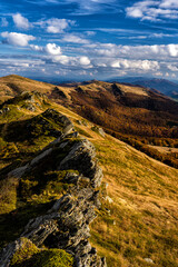 Colorful autumn mountain landscape, Bieszczady Mountains, Carpathians, Poland. © Szymon Bartosz