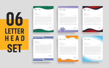 Naklejka na ściany i meble Modern creative & colorful business style letterhead bundle of your corporate project design, Natural shape letterhead design template set with blue, green, red and orange color. corporate letterhead 