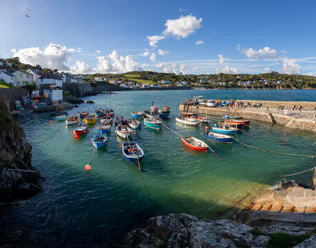 The harbour and fishing boats at Coverack in Cornwall