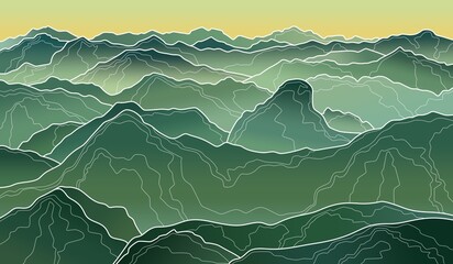 Mountain illustration. Mountain landscape. Minimalism illustration. Hand drawn image 