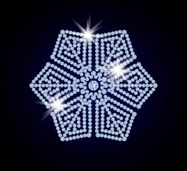 Diamond flower snowflake background,  vector illustration