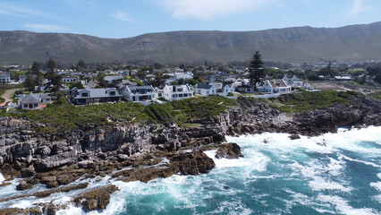 Wide aerial of Hermanus, South Africa