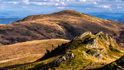Colorful autumn mountain landscape, Bieszczady Mountains, Carpathians, Poland. © Szymon Bartosz