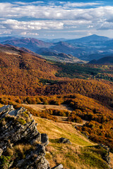 Colorful autumn mountain landscape, Bieszczady Mountains, Carpathians, Poland and Ukraine. © Szymon Bartosz