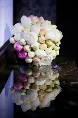 Bright wedding bouquet for the ceremony from fresh flowers