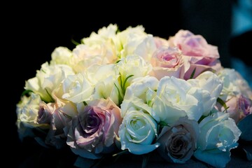Bright wedding bouquet for the ceremony from fresh flowers