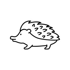 Hedgehog icon for cute pet or wild animal in black outline style