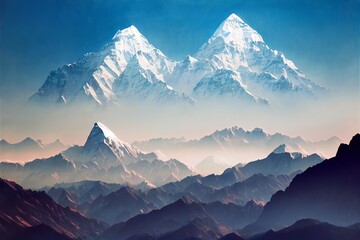 Fototapeta na wymiar Himalayas mountains 3D illustration