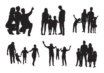 Fotobehang Family silhouettes, Happy family silhouette set © DesignLands 