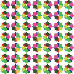 A pattern of colored shapes imitates zentangle or ornaments.