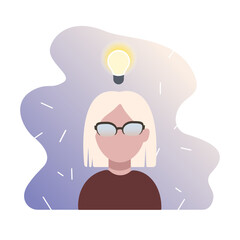 person thinking with idea