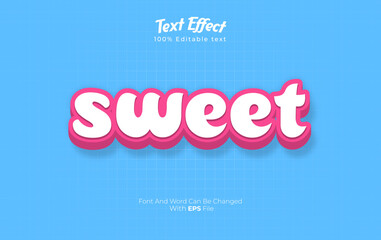 Fototapeta premium 3d sweet candy editable text effect with blue background 