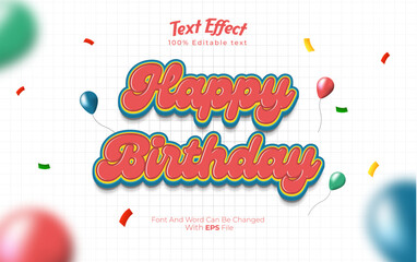 editable 3d happy birthday text effect with baloon