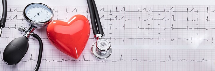 Cardiogram Of Heart Beat And Medical Equipment