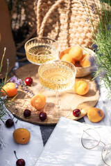 Summer picnic on a lavender field