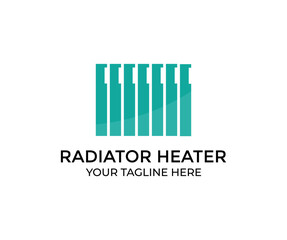 Heating metal radiator, white radiator, modern radiator at home logo design. Central heating system, iron heating equipment in front vector design and illustration.