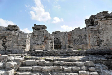 Fototapeta na wymiar Mayastätten von Tulum, 1200-1524, Tulum, Quintana Roo, Halbinsel Yucatan, Mexiko