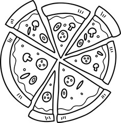 Hand Drawn pizza from top view illustration