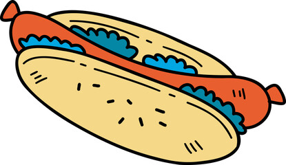 Hand Drawn delicious Hot Dog Bread illustration
