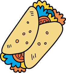 Hand Drawn delicious Burrito illustration