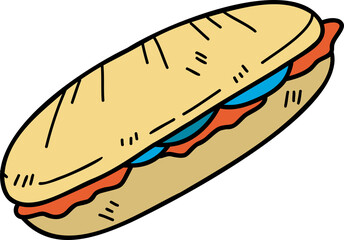 Hand Drawn delicious sandwich illustration