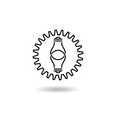 Technology Innovation Line Icon logo with shadow