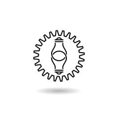 Technology Innovation Line Icon logo with shadow