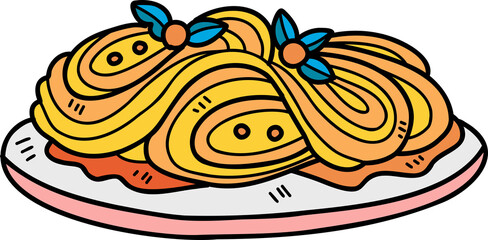 Hand Drawn delicious spaghetti illustration