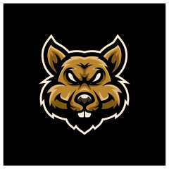 Rat head mascot esport logo template, Rat logo design vector