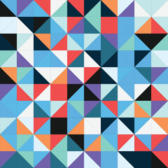 Obraz premium Abstract Bauhaus geometric pattern background, vector circle, triangle and square lines color art design. Colorful Bauhaus pattern background