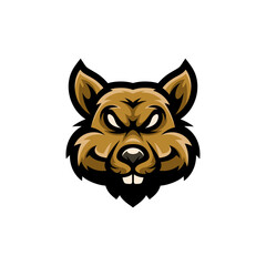 Rat head mascot esport logo template, Rat logo design vector
