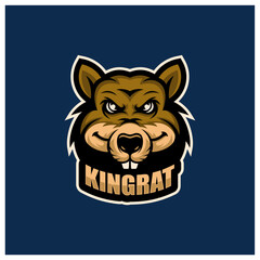 Rat head mascot esport logo template, Rat logo design vector