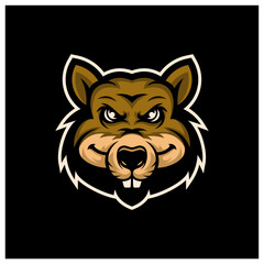 Rat head mascot esport logo template, Rat logo design vector