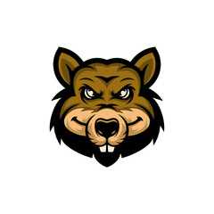 Rat head mascot esport logo template, Rat logo design vector