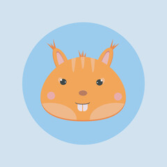 Cute kawaii cartoon 
red squirrel.Pet face, smiling animal. Vector illustration for design. Character in children's style for stickers, books, advertising, print.