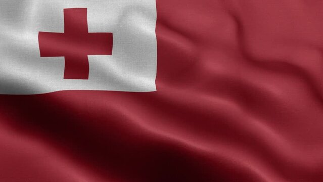 Flag Of Tonga - Tonga Flag High Detail - National flag Thailand wave Pattern loopable Elements - Fabric texture and endless loops - 4K Video