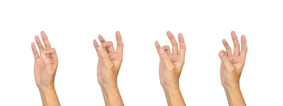 Serial images of hand exercise for rheumatoid arthritis. Fingers, joints and hands health.