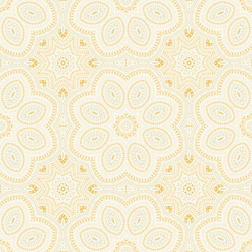 Moroccan authentic floral vector seamless pattern. Wallpaper patchwork design. Classic spanish motif. Wall print design. Circles and lines elements texture.