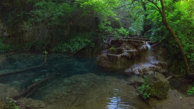 Krushunski waterfalls with turqoize waters and beautiful ecosystem
