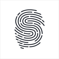 S letter line logo. Vector fingerprint design