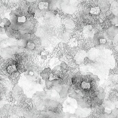 Watercolor print with marine floral pattern. Jellyfish, algae, underwater grasses, plants. Vintage background, drawing for your design. Ornament for fabric, paper,decor. Watercolor sea ​​flower, print