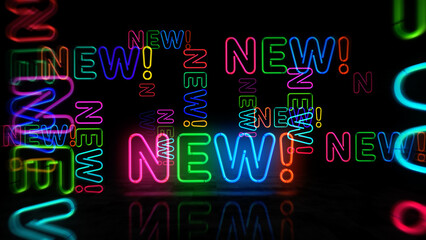 New and innovation neon light 3d illustration