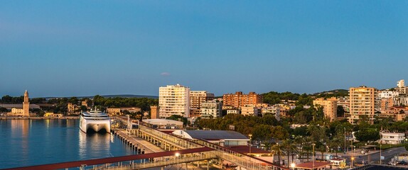 Fototapeta na wymiar Dawn over Port of Palma De Mallorca, Spain, Europe