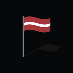 Latvia flag on pole vector graphics
