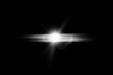 Realistic lens flare lights effect on black background