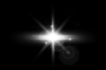 Realistic lens flare lights effect on black background