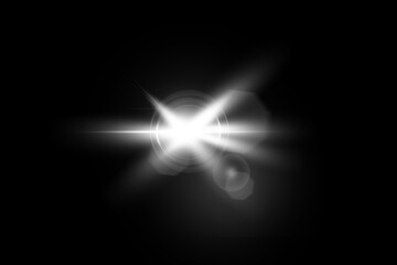 Realistic lens flare lights effect on black background
