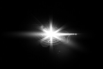Realistic lens flare lights effect on black background