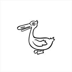 cartoon line sketch mallard duck vector